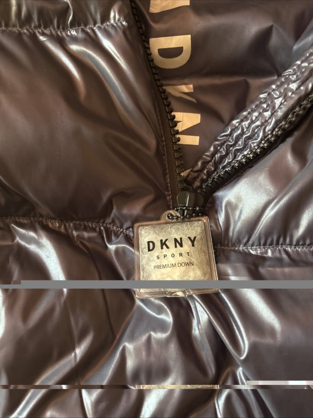 DKNY Sport Gray Down Shiny Puffer Vest New Size Small Sling Hiking Walking - Picture 7 of 10